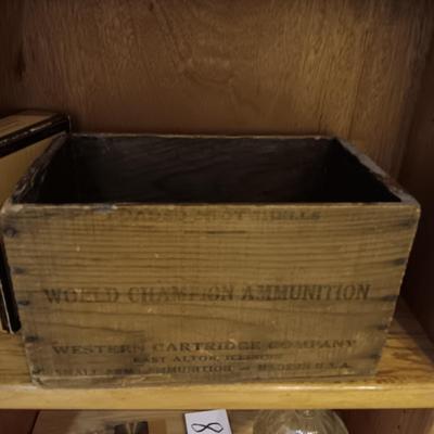 WOODEN VINTAGE AMMO BOX AND A CIGAR BOX