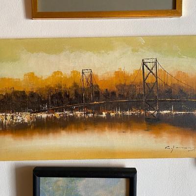 VIntage MCM bridge painting