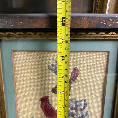 Vintage pair of needlepoint birds