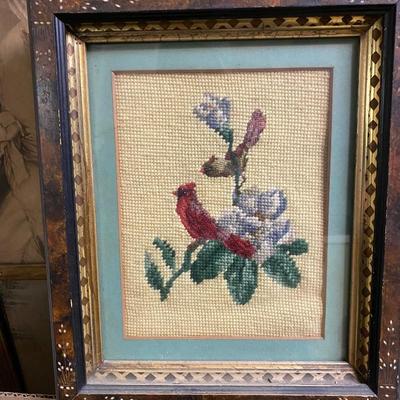 Vintage pair of needlepoint birds