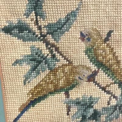 Vintage pair of needlepoint birds