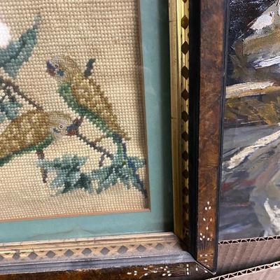 Vintage pair of needlepoint birds