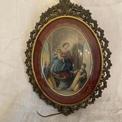 Framed Ave Maria, Glass Dome Cover