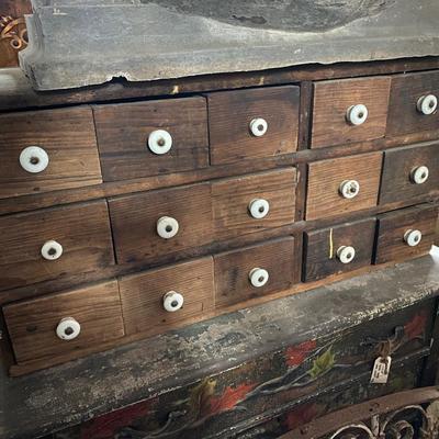 Antique 15 Drawer Wooden Apothecary Chest