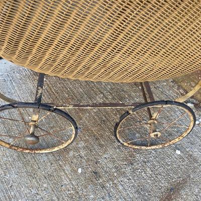 Antique Victorian Baby Doll Stroller Vintage Wicker Carriage