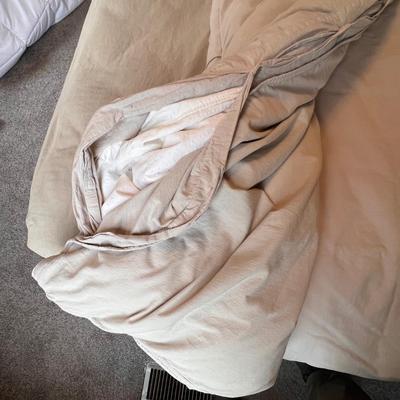Restoration Hardware Buff Colored Queen Sized Duvet Covers, Sheets Plus a Duvet (GB2-RG)