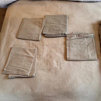 Stonewashed Linen Khaki Restoration Hardware Queen Duvet Covers + Sheets & Claritin Duvet (D-RG)