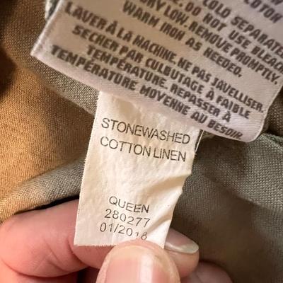 Stonewashed Linen Khaki Restoration Hardware Queen Duvet Covers + Sheets & Claritin Duvet (D-RG)