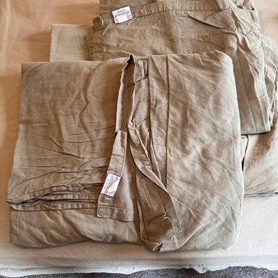 Stonewashed Linen Khaki Restoration Hardware Queen Duvet Covers + Sheets & Claritin Duvet (D-RG)