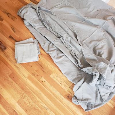 Stonewashed Linen Khaki Restoration Hardware Queen Duvet Covers + Sheets & Claritin Duvet (D-RG)