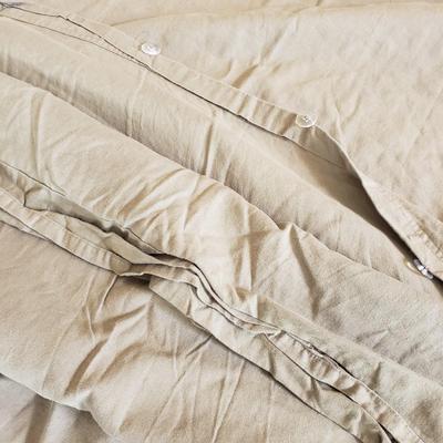 Stonewashed Linen Khaki Restoration Hardware Queen Duvet Covers + Sheets & Claritin Duvet (D-RG)