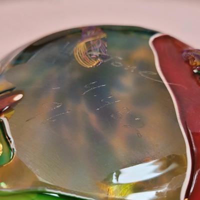 Colorful Art Glass Bowl, Signed (DR-EL)