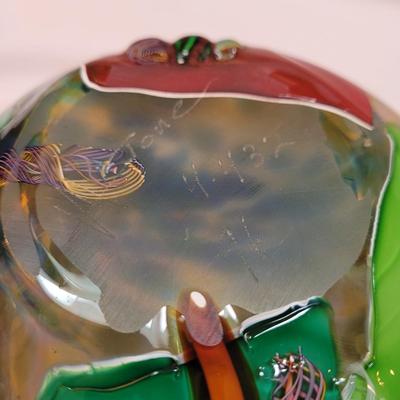 Colorful Art Glass Bowl, Signed (DR-EL)