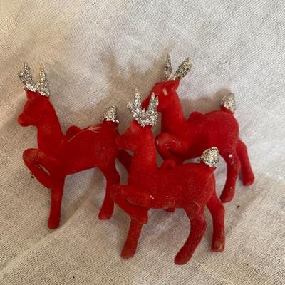 Vintage flocked reindeer.