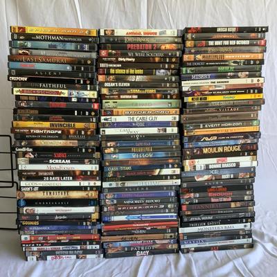 G8098 DVD Lot with 2 Metal DVD Racks