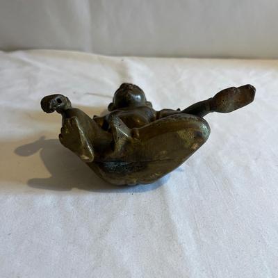 Solid Brass Seated Person & Wooden Ganesha Statuette (LR-MG)