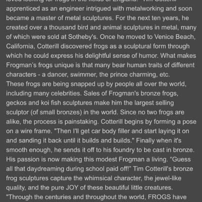 VERY RARE Bronze Frog by Tim Cotterill