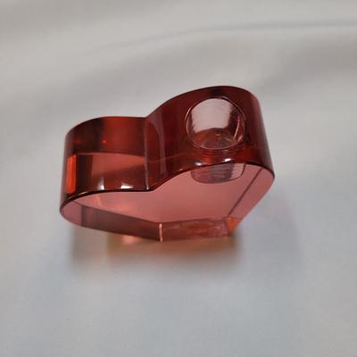 Two Moser Heart Glass Candleholders (DR-EL)