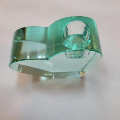 Two Moser Heart Glass Candleholders (DR-EL)