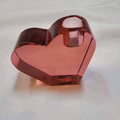 Two Moser Heart Glass Candleholders (DR-EL)
