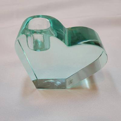 Two Moser Heart Glass Candleholders (DR-EL)