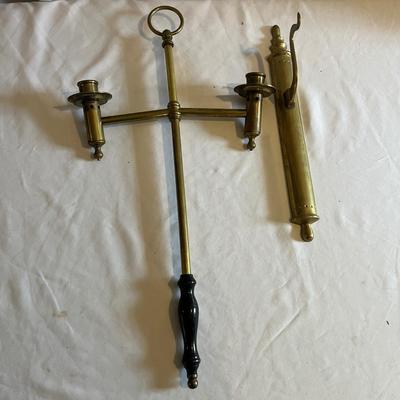Brass Church Processional Candleholder & Brass Coat Hook (LR-MG)