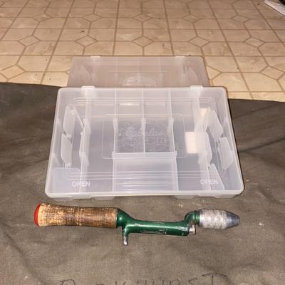 ARMY DUFFLE BAG, FISHING POLE AND VINTAGE HEDDON PAL & MORE