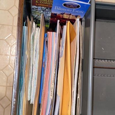 METAL FILING CABINET WITH SOME STATE MAPS