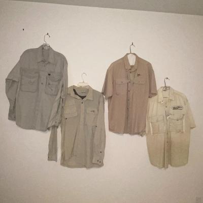 MENS COLUMBIA, NATURAL GEAR AND OTHER ANGLERS SHIRTS SIZE MED-LARGE