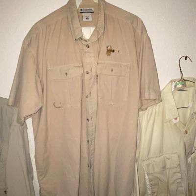 MENS COLUMBIA, NATURAL GEAR AND OTHER ANGLERS SHIRTS SIZE MED-LARGE