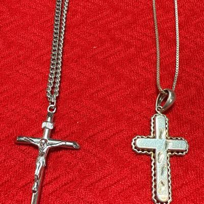 J31-sterling crucifixes and chain