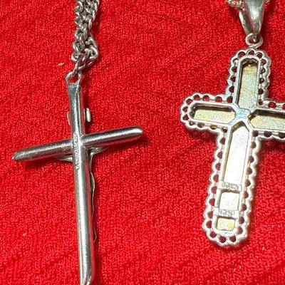 J31-sterling crucifixes and chain