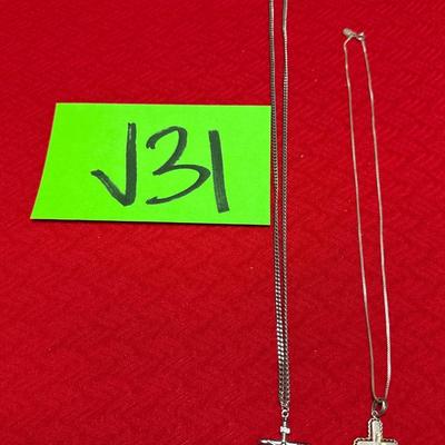 J31-sterling crucifixes and chain