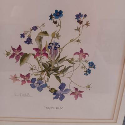 2 ORIGINAL WATERCOLORS "ALPINES" BY L NOBLE