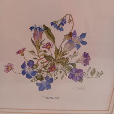 2 ORIGINAL WATERCOLORS "ALPINES" BY L NOBLE