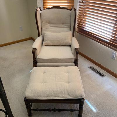 UPHOLSTERED ARMCHAIR WITH OTTOMAN