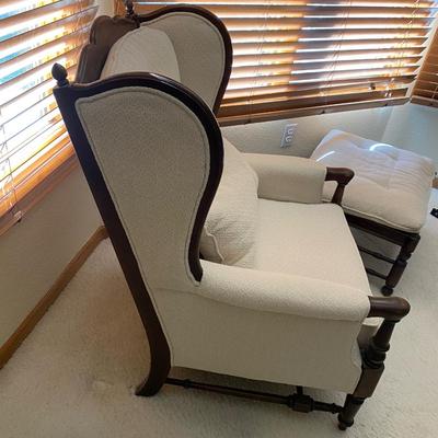 UPHOLSTERED ARMCHAIR WITH OTTOMAN