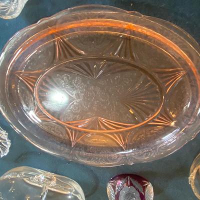 PINK DEPRESSION GLASS AND OTHER VINTAGE GLASS