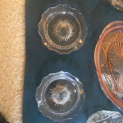 PINK DEPRESSION GLASS AND OTHER VINTAGE GLASS