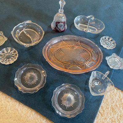 PINK DEPRESSION GLASS AND OTHER VINTAGE GLASS
