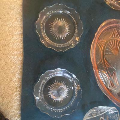 PINK DEPRESSION GLASS AND OTHER VINTAGE GLASS
