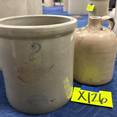 X126-Red Wing crock and small jug unmarked