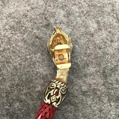 RARE DL Auld Red Mesh snake wrap necklace & gold tone