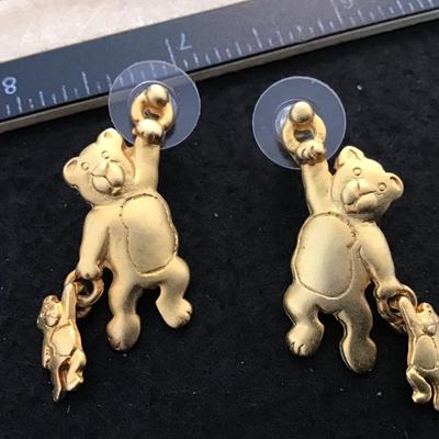 Vintage JJ Teddy Bear Earrings