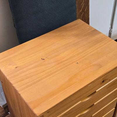6 Drawer Wood Cabinet on Casters