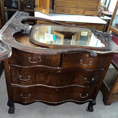 X114-antique dresser with mirror