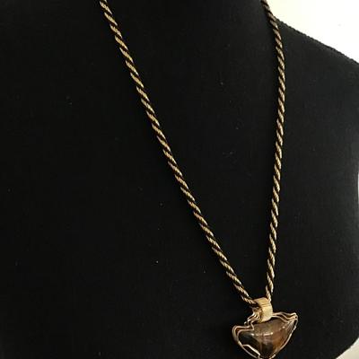 Beautiful vintage, Trifari, chain necklace and beautiful, vintage, tigers, eye pendant