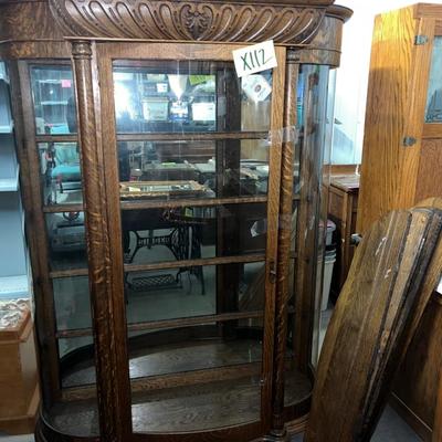 X112-antique glass display cabinet