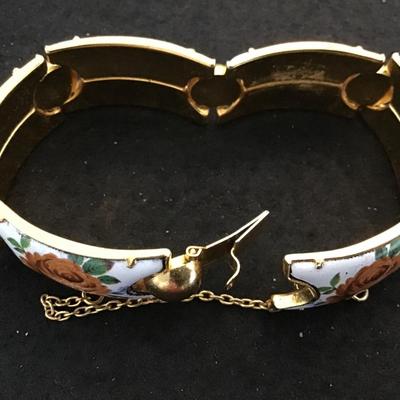 Rose Panel Link Bracelet Safety Chain Gold Spaceers