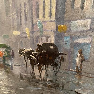 Large RODOLFO TARALLO PARIS STREET SCENE OIL ON CANVAS